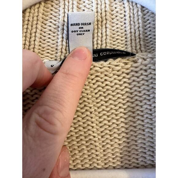 Cotton by Autumn Cashmere Beige Chunky Knit Short Sleeve Open Cardigan Medium - Picture 4 of 6